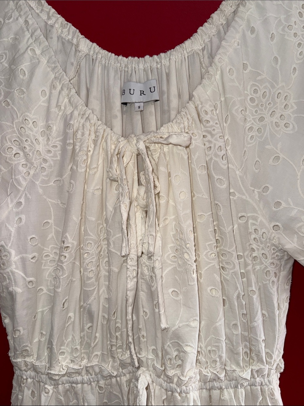 Buru White Eyelet Maxi Dress Sz S